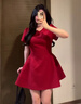 LIZONGXI紅色連衣裙女夏季法式訂婚禮服敬酒服平時可穿紅裙子收腰顯瘦短裙 紅色【短袖短款】 S 【80-100斤】 曬單實(shí)拍圖