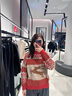 德瑪納（dme）【氛圍新年紅】冬季通勤長(zhǎng)袖線衫軟糯柔膚針織衫女上衣毛衣 紅色 M 曬單實(shí)拍圖