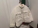 江南布衣（JNBY）秋冬羽絨服女短款工裝風(fēng)外套街頭酷感寬松休閑立領(lǐng)5NAC10440 123/乳白色 XS 曬單實拍圖