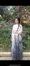 韓璐嬌（hanlujiao）馬面裙全套新中式連衣裙女裝2024春秋新款國風改良旗袍明制漢服女 白色立領(lǐng)襯衣+書法馬面裙 M 曬單實拍圖
