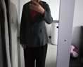 sdeer圣迪奧2021年春季女裝通勤風(fēng)平駁領(lǐng)格紋基本款黑色西裝外套S21162203 德國灰/87 S 160 曬單實(shí)拍圖