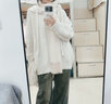 AEMAPE韓版寬松慵懶風(fēng)連帽毛衣女秋冬2025新款軟糯加厚抽繩針織外套上衣 米杏色 均碼 (80斤-140斤) 曬單實拍圖