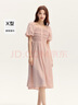 森馬（Semir）連衣裙女方領(lǐng)泡泡袖修身氣質(zhì)2024夏新款俏皮民族風(fēng)中長(cháng)裙優(yōu)雅 粉紅60002 M 160/84A 曬單實(shí)拍圖