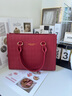 范爺家高級感紅色包包女2024新款潮單肩斜挎包手提結婚包新娘托特媽媽包 菱格托特包【紅色】 曬單實(shí)拍圖