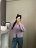 香影劉些寧同款香影雙面呢純羊毛大衣女冬香芋奶糖短款小香風毛呢外套 薰衣草紫 S 曬單實拍圖