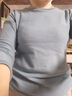 LOVER RUCCI法國高檔春夏薄款圓領T恤女長袖純棉舒適寬松針織打底衫上衣 水藍色 L 曬單實拍圖