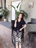 艾柔丹夏裝連衣裙女裝夏天顯瘦碎花裙氣質(zhì)套裝兩件套裙子女夏季2025新款 黑色套裝 L 曬單實拍圖