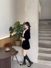燕潯2025新款百搭風(fēng)黑色連衣裙子女秋冬季高級(jí)感氣質(zhì)收腰短裙 套裝 L 曬單實(shí)拍圖