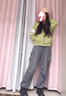 沐霓 抽繩工裝闊腿褲 休閑褲子春夏女裝運動長褲美式純色潮酷高街寬松 休閑工裝褲女【深灰M85-120斤】 曬單實拍圖