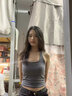 嘉麗薇吊帶背心女夏季新款打底辣妹美背高腰性感露背掛脖運動(dòng)短款上衣 煙灰色 M 曬單實(shí)拍圖