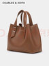 CHARLES&KEITH柔軟兩用大容量子母托特包女生日禮物CK2-50782360 Chocolate巧克力色 L 曬單實(shí)拍圖