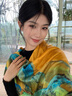 BGUG真絲圍巾簡(jiǎn)約格子桑蠶絲絲巾女春秋冬季70中方巾披肩 千里江山圖-黃色 曬單實(shí)拍圖