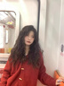 派吉鯊長袖針織衫女士秋冬新款愛心印花開衫毛衣遮肚打底衫上衣 安可拉紅 M 100-115 曬單實拍圖