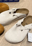 BIRKENSTOCK勃肯德國進口男女款牛皮絨面革軟木Boston包頭拖鞋 復古白色窄版1024740 35 曬單實拍圖