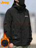 吉普（JEEP）夾克男秋冬季沖鋒外套男士休閑寬松工裝衣服男裝 黑色加棉 2XL 曬單實(shí)拍圖