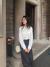 法曼萱（FAMANXUAN）白色工裝風(fēng)襯衫女春季新款小個(gè)子翻領(lǐng)廓形肩章襯衣外套 云朵白 XS 155/80A 曬單實(shí)拍圖