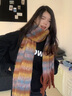 暢印條紋馬海毛格子圍巾女冬季保暖加厚加長(cháng)潮ins時(shí)尚學(xué)生情侶圍脖 馬海毛條紋焦糖（40X220） 曬單實(shí)拍圖