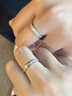 MZMZ星河情侶戒指PT950鉑金磨砂素圈奢侈求婚結婚對戒生日禮物送女友 輕奢-閉口對戒（定制） 曬單實(shí)拍圖