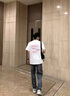 凡衣儂 美式高街短袖t恤男夏季新款痞帥潮流牌五分袖寬松休閑體恤衣服 白色 XL 曬單實(shí)拍圖