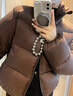 GARNUO黑色短款羽絨服女小個(gè)子肯豆風(fēng)2025新款冬季白鴨絨加厚面包服外套 棕色 M 【101-115】 曬單實(shí)拍圖