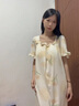 另約帶胸墊睡裙女士夏季公主風(fēng)甜美短袖睡衣2024新款冰絲綢花邊家居服 FS6891 郁金香 M 曬單實(shí)拍圖
