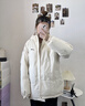 貴人鳥重磅簡約運動棉服男士冬季加厚保暖棉衣時尚潮流棉襖戶外出行外套 米白 XL (建議155-180斤可穿) 曬單實拍圖