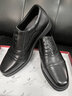 富貴鳥(niǎo)（FUGUINIAO）皮鞋男真皮正裝冬加絨皮鞋增高商務(wù)男鞋三接頭西裝鞋德比男士皮鞋 FG0016黑色系帶(平跟單鞋款) 41 曬單實(shí)拍圖