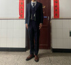 休塔（SUITUP ）秋冬款西服套裝男新郎結婚禮服正裝英倫風(fēng)高端紳士商務(wù)職業(yè)西裝 布塔斯灰黑【上衣+馬甲+褲子】 M 【46A】 曬單實(shí)拍圖