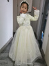小咔衣濃兒童禮服公主裙花童婚紗小女孩主持人長(cháng)袖女童加絨鋼琴演出服秋冬 香檳色加絨加厚長(cháng)款 120 曬單實(shí)拍圖