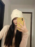 允娜堆堆帽女秋冬季冷帽美式辣妹包頭帽防風(fēng)月子帽大頭圍毛線帽子女 米白色 均碼 曬單實(shí)拍圖