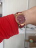 藍鉑麗手表女 直播女士時(shí)尚休閑手表水鉆磨砂皮帶手表 紅色 曬單實(shí)拍圖