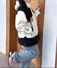 卡帕（Kappa）背靠背羽絨服男女款2024新款冬季保暖上衣女款防寒服K0EZ2YY35D 雀仔石綠-3733 L 曬單實(shí)拍圖
