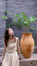 BASIC HOUSE/百家好蕩領背心長裙2024夏季新款假兩件收腰連衣裙女 杏色 M 曬單實拍圖