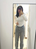 妙奕嘉長(zhǎng)袖t恤女士白色黑色打底衫女可外穿秋裝新款2025年上衣正肩秋衣 V領(lǐng)弧底長(zhǎng)袖T恤【白色】 L 【建議105-120斤】 曬單實(shí)拍圖