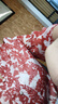 德瑪納【雨染胭脂色】夏季優(yōu)雅風(fēng)V字領(lǐng)高清印花氣質(zhì)小個子女式連衣裙 曬單實拍圖