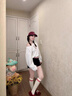 露肩斜肩衛(wèi)衣女春秋季2025年新款小個(gè)子吊帶兩件套獨(dú)特設(shè)計(jì)感上衣 花灰色【長(zhǎng)袖+吊帶】 M 曬單實(shí)拍圖
