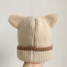貝娜茜嬰兒帽子秋冬季毛線(xiàn)帽男女寶寶護耳女孩加厚針織帽保暖嬰幼兒冬天 小貓咪-米色 5個(gè)月-2歲（42-50CM） 曬單實(shí)拍圖