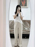 Calvin Klein Jeans春夏女通勤簡約ck字母抽繩腰運(yùn)動(dòng)針織闊腿休閑褲J223487 ACI-淺卡其 XS 曬單實(shí)拍圖