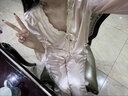 JTTCAC花邊蝴蝶結真絲睡衣女法式高級感家居服桑蠶絲長(cháng)袖長(cháng)褲套裝可外穿 香檳粉 L 曬單實(shí)拍圖