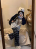 LPOX藍(lán)色格子褲女秋冬加絨寬松垂感顯瘦休閑褲女百搭復(fù)古直筒闊腿拖地 藍(lán)色格子長褲 S 曬單實(shí)拍圖