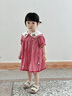幼歌（YOUGE）嬰幼兒夏季新款法式草莓連衣裙寬松舒適透氣泡泡袖裙子 草莓紅格 90 cm 曬單實(shí)拍圖