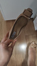 NINE WEST/玖熙高跟鞋粗跟新款真皮通勤方頭金屬扣女士單鞋 杏色 37 曬單實(shí)拍圖