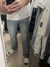 真維斯（JEANSWEST）牛仔褲男春夏新款美式高街潮流寬松直筒男褲休閑黃泥染長(zhǎng)褲子男裝 9031黃泥染 L (30-31碼) 曬單實(shí)拍圖