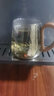 Luxury Flowers日式茶杯玻璃杯泡綠茶專(zhuān)用男士高檔帶把手水杯家用綠茶杯水晶杯子 冰山煙灰桃木把手400ml水杯6支 曬單實(shí)拍圖