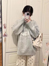 風(fēng)采兔 毛衣女2024秋冬新款國潮甜美撞色字母慵懶風(fēng)美式高街圓領(lǐng)針織衫 灰色 均碼 曬單實(shí)拍圖