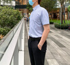 羅蒙純棉短袖襯衫男夏季薄款抗皺免燙男士新款商務(wù)休閑半袖條紋襯衣 綠條 XL 曬單實(shí)拍圖