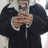 至唯羊羔絨棉服外套毛呢子短款大衣男生潮流痞帥加絨加厚保暖冬季棉衣 黑色 XL 【推薦125-145斤】 曬單實拍圖