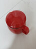 贝瑟斯创意陶瓷杯马克杯带盖带勺牛奶杯早餐杯咖啡杯办公室水杯 红色 实拍图
