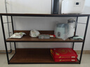 米客米家廚房置物架落地多功能切菜桌子微波爐簡(jiǎn)易架子家用貨架多層收納架 【加長(cháng)3層】120cm橡木色+黑架 曬單實(shí)拍圖
