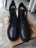 速狐頭層牛皮冬季男靴馬丁靴男加絨棉鞋靴子男保暖靴子男棉靴雪地靴男 黑色加棉 42 標準皮鞋碼 曬單實(shí)拍圖